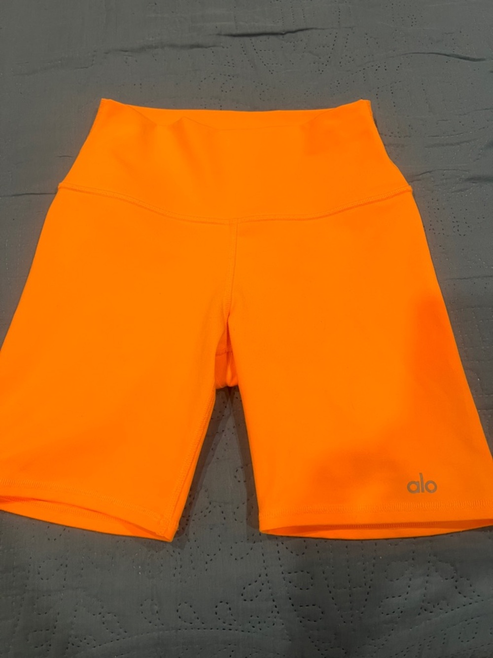 ALO Yoga Neon Orange High-Rise Bike Shorts